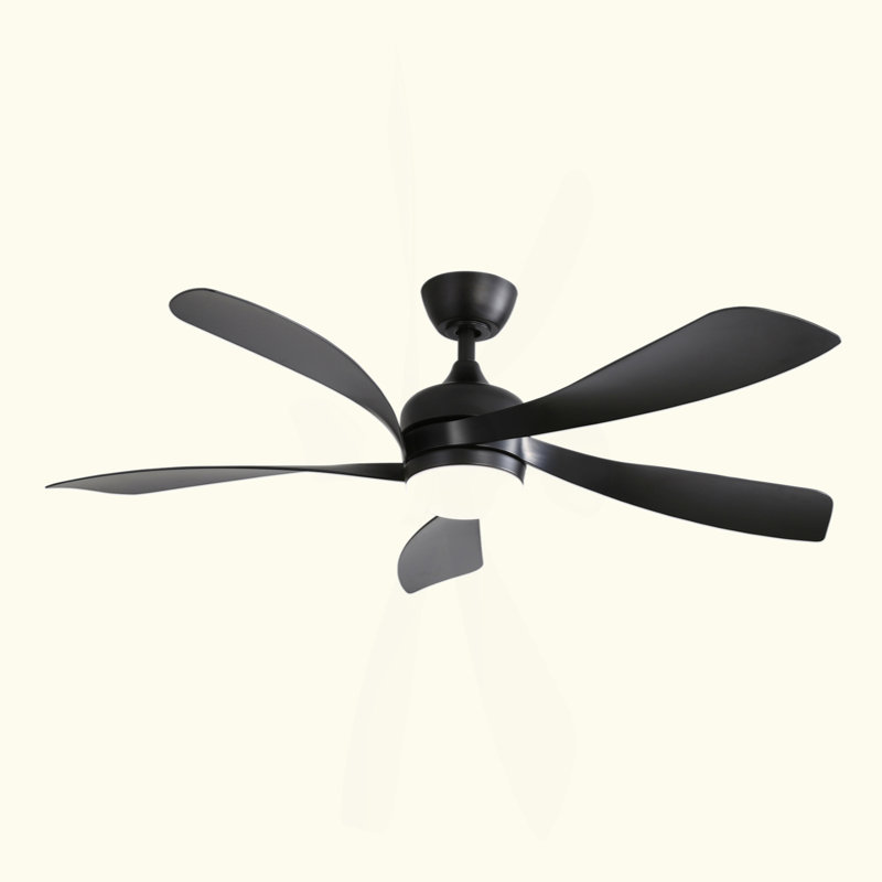 Ventilateur de plafond moderne de 52 pouces avec 5 pales en ABS, moteur à courant continu réversible, télécommande, blanc pour chambre à coucher