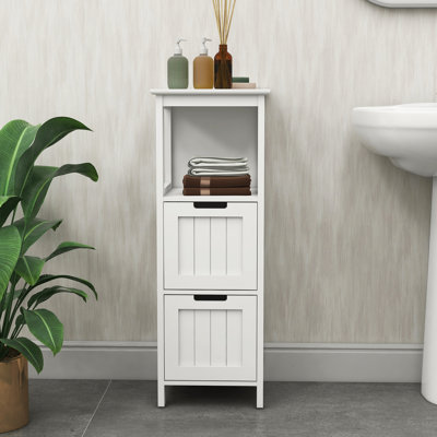 Organisateur de salle de bain blanc avec 2 tiroirs et 1 tablette - Maximisez votre capacité de rangement.