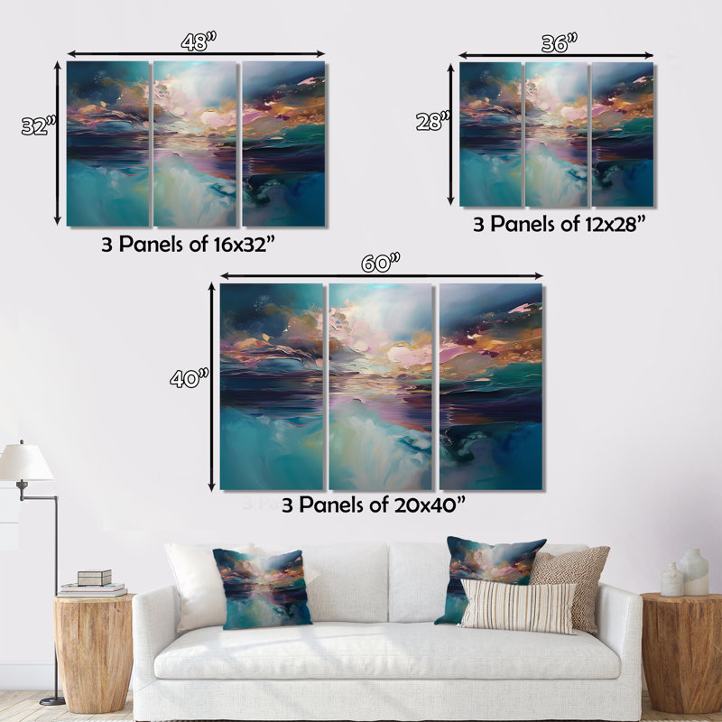 Ovalle - ensemble d'art mural abstrait sur toile, H 40 po x l 60 po x P 1 po