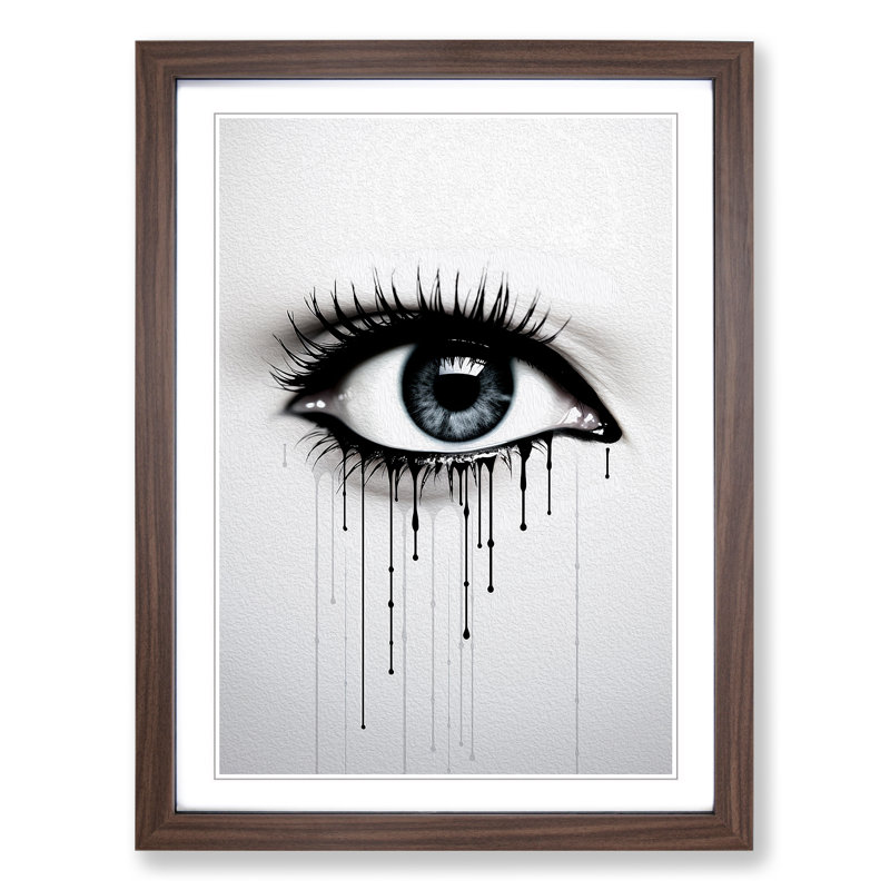 Eye Minimalism - Single Picture Frame Print on Wood, 64cm H x 46cm W x 2cm D, Walnut