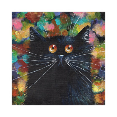 Sparkle Black Cat by Kim Haskins - Wrapped Canvas Painting