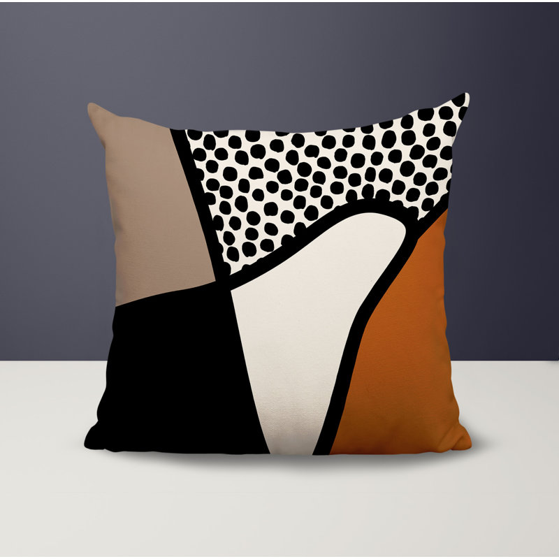 Oreiller carré réversible intérieur / extérieur Vie Abstract, H 17 po x l 17 po, Orange brûlé