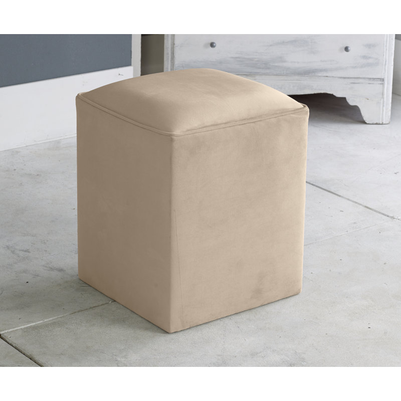 Henton 40cm Wide Velvet Square Solid Colour Pouffe Ottoman, Coffee
