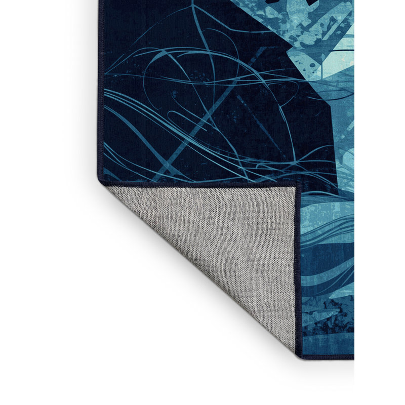 Tapis bleu marine et bleu marine Lavuel, 8x10