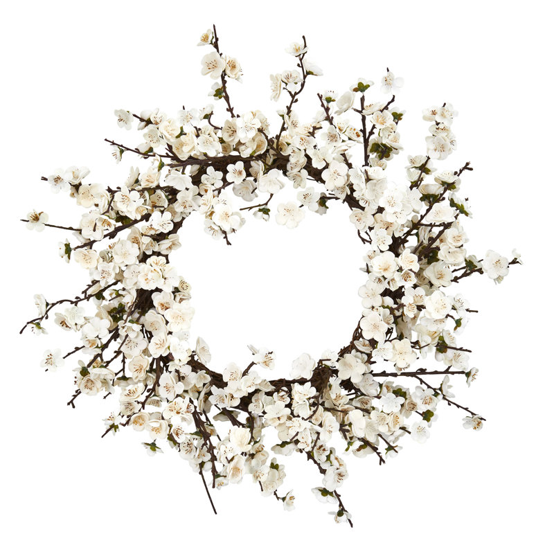 Faux Plum Blossom Plastic 24'' Wreath