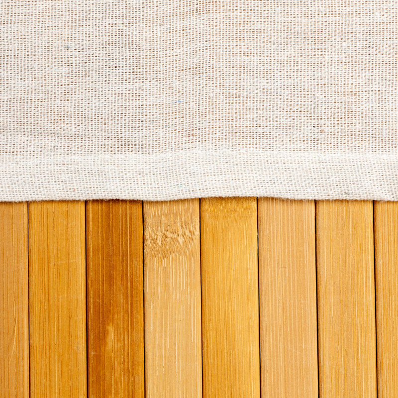 Natural Bamboo Double Laundry Hamper with Rope Handles and Lid