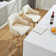 Lovetro Swivel Full Back Linen Upholstered 26.8"H Counter Stool with Solid Wood Frame and Arms