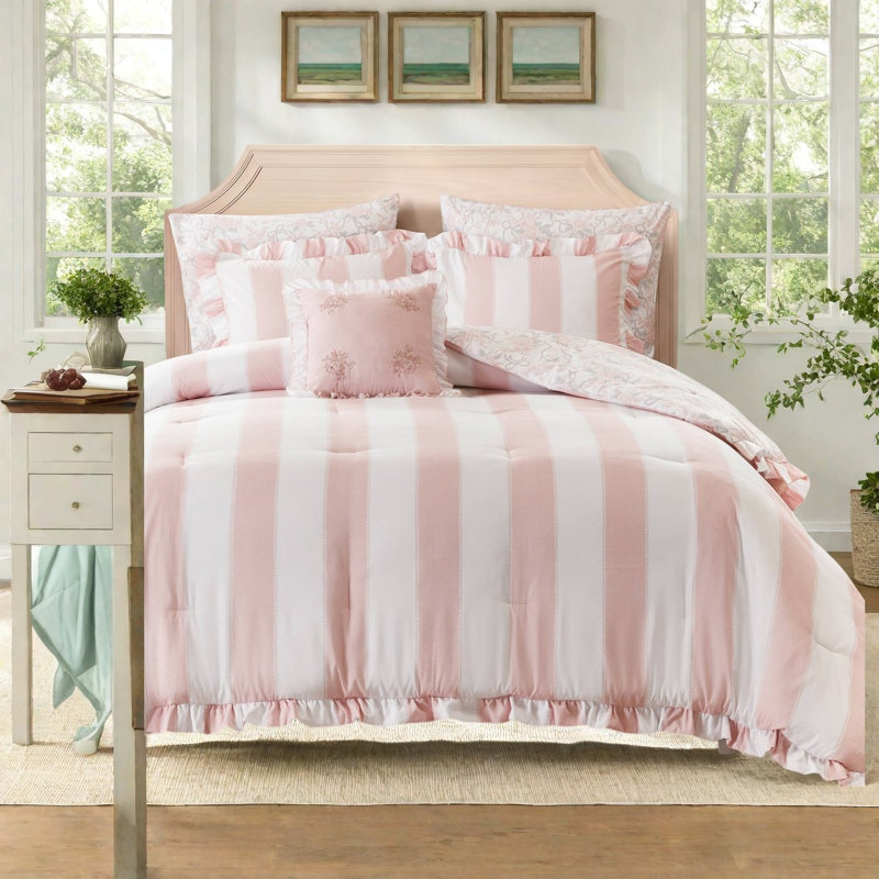 Ensembles de literie roses pour lit simple et lit simple XL, couette à volants en microfibre pour chambre à coucher