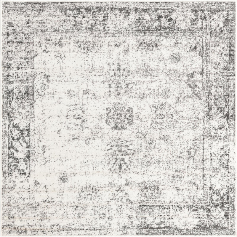 Tapis à motifs floraux Brandt, Carré 5 pi 3 po, Non, Grey