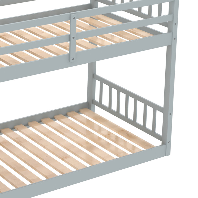Errick Kids Twin Over Twin Bunk Bed, Gray