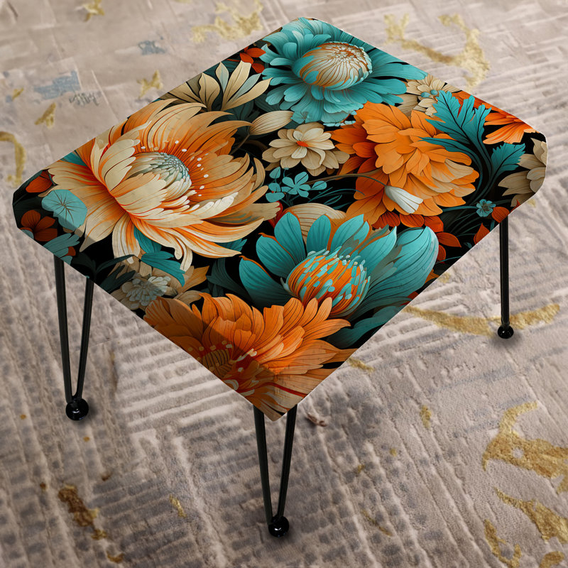 Turquoise Poupart Funky Floral Serenade - Repose-pieds rectangulaire floral