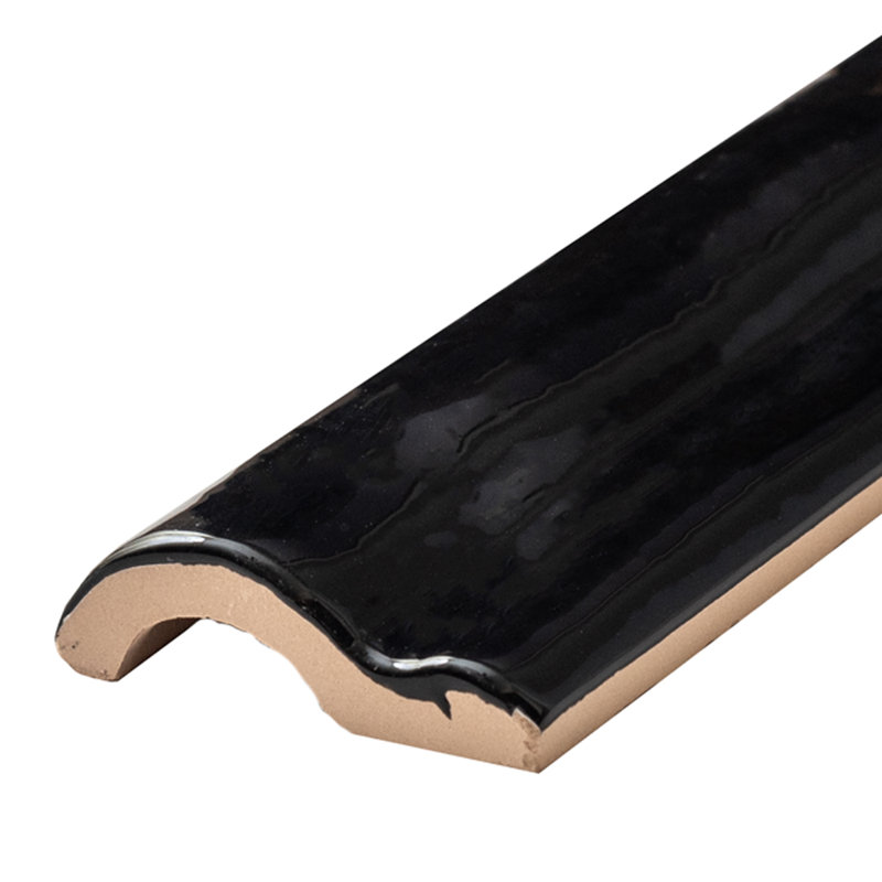Rail de chaise en céramique polie 2 po x 6 po Talavera, Noir