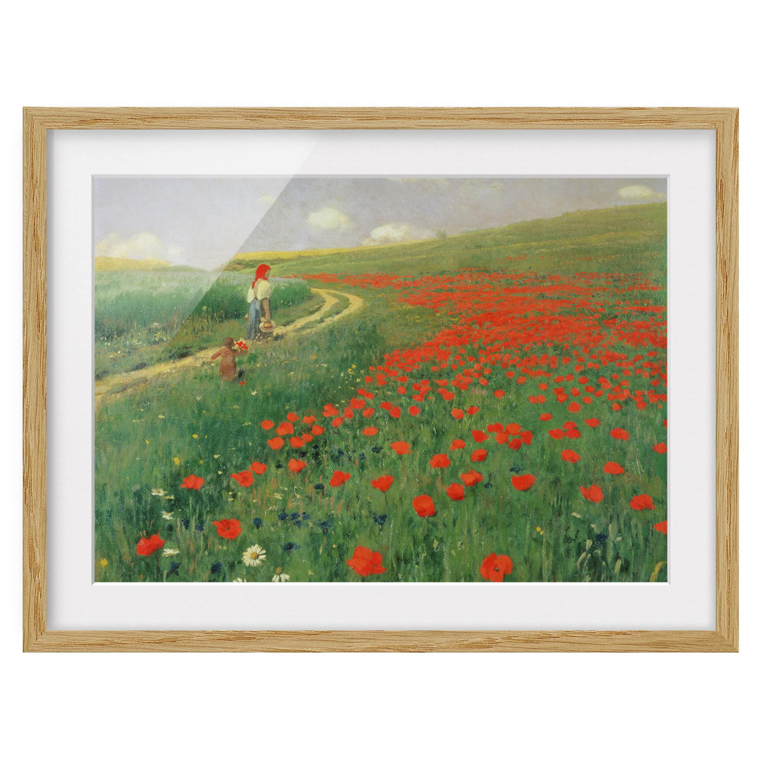 Gerahmtes Poster Summer Landscape with Blooming Poppies von Pál Szinyei–Merse