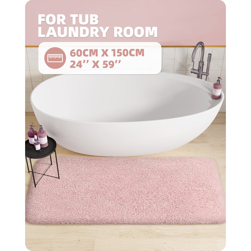 Tapis pour salle de bain Gaenside, L 59 po x l 24 po, Rose