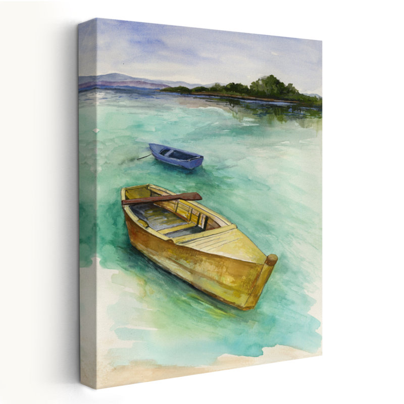 Clear Water Canoe - coquillages côtiers et aquarelle de corail, H 60 po x l 40 po