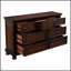 Commode 7 tiroirs Classic transitionnelle avec finition cerisier brun, placage de bouleau et tiroir caché pour un rangement élégant