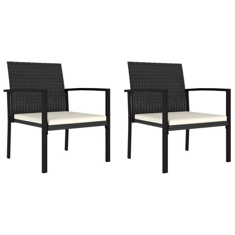 Chaise de patio avec coussin Lippi, Crème, Noir