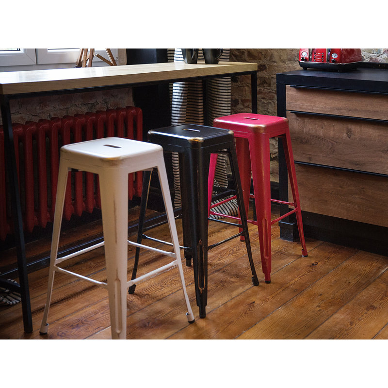 Iowa Park Counter Stool with Metal Frame, Red