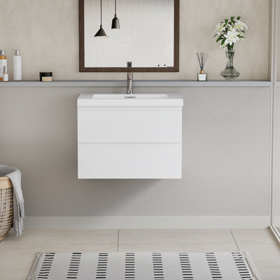 Meuble-lavabo flottant avec lavabo, rangement mural moderne pour salle de bain
