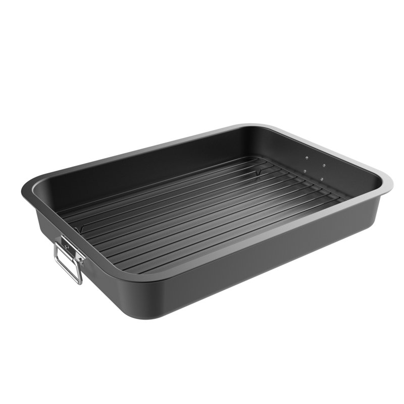 16.5" Nonstick Carbon Steel Roasting Pan with Rack and Handles
