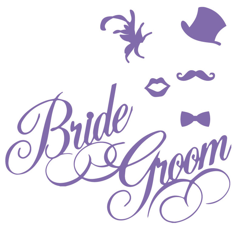 Décalcomanie murale rétro mariage, H 24 po x l 25 po x P 0,01 po, Lavande