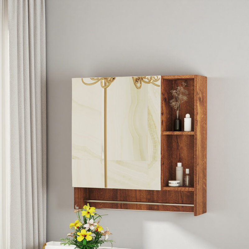 Armoire à pharmacie murale pour salle de bain, Noyer