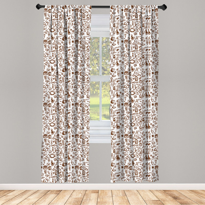 Paire de rideaux semi-transparents avec passe-tringle Coffee, 28 po x 95 po