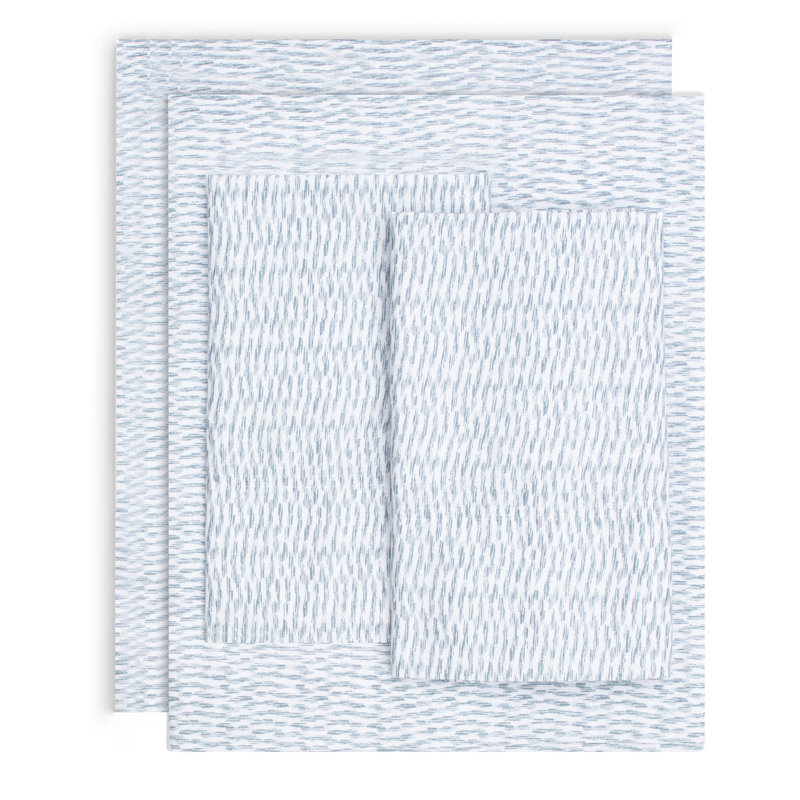 GAIAM Relax 100% Cotton Garment Washed 4pc Sheet Set, Queen, Aqua