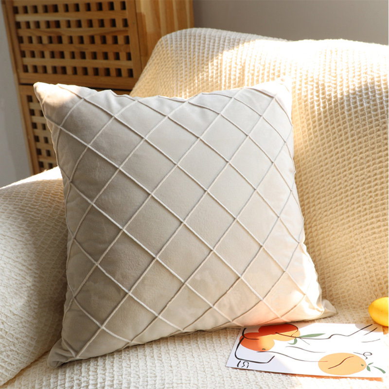 Gray and Pink Quilted Square Pillow Set with Inserts