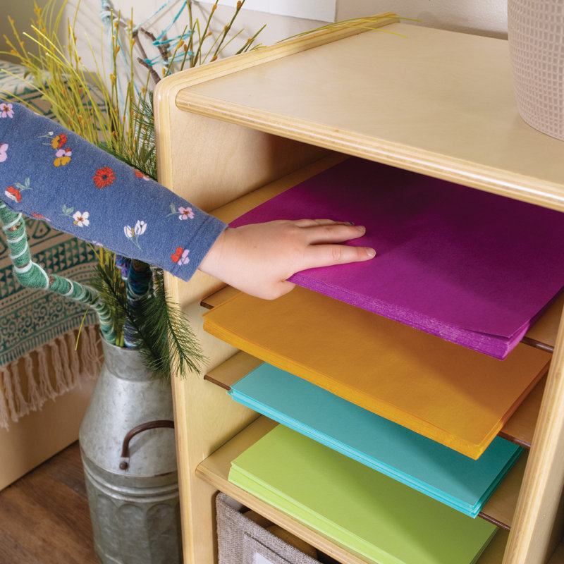 Natural Wood Kids' Storage Unit with Cubbies and Bins