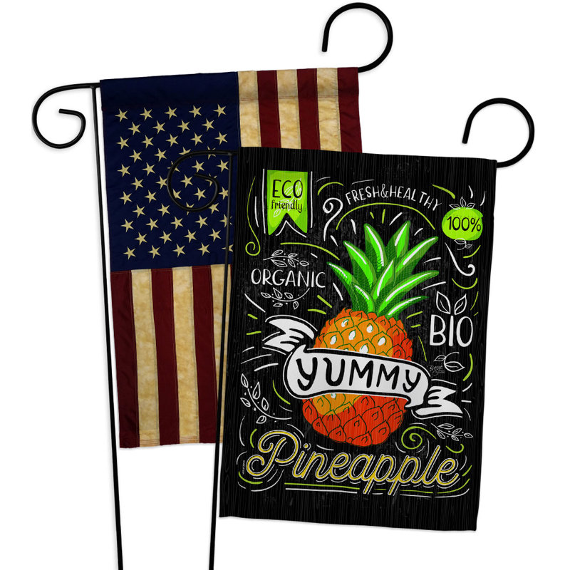 Drapeau de jardin ananas en polyester 2 faces 1 pi 5 po x 1 pi 1 po