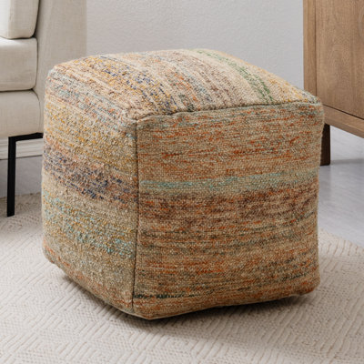 Yinka 18"H Textured Cotton Pouf Ottoman