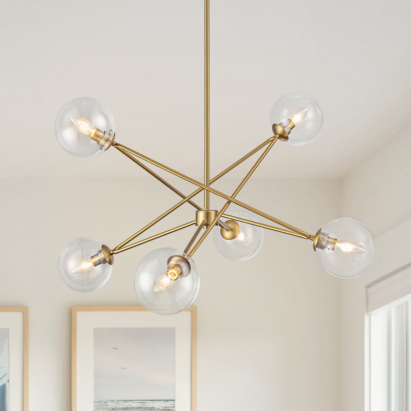 Lustre spoutnik moderne en verre 6 lumières