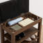 Tabouret confortable à hauteur réglable, bois d'hévéa brun, cuir, espace de rangement et banc pratique, hauteur réglable, trois niveaux de ventilation
