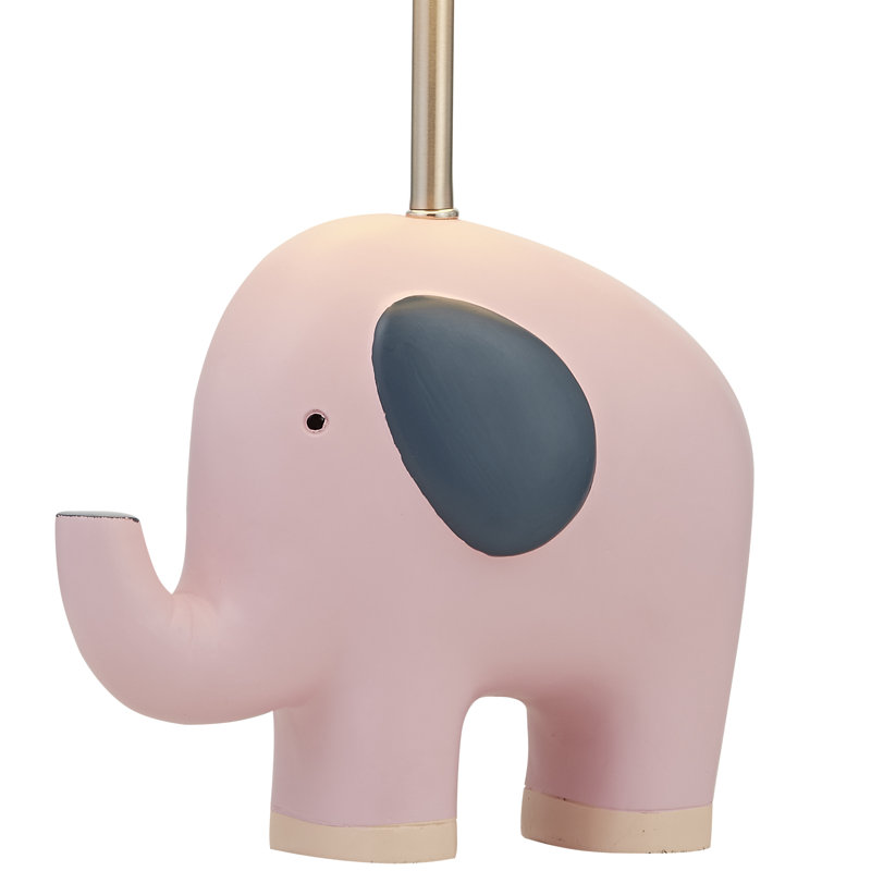 Abdikarim 16.5 in. Pink Modern Animal Polyresin For Kids/Child Bedroom/Living Room Bedside Desk Nightstand Single Small Table Lamp With Linen Empire Shade