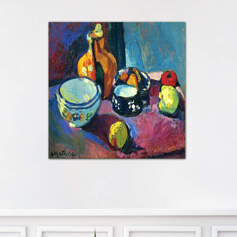 Dishes & Fruit by Henri Matisse - Wrapped Canvas Painting, 66.04 cm H x 66.04 cm W x 3.175 cm D