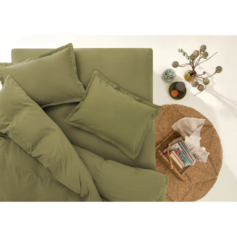 Penny Cotton Duvet Cover, Green, King Duvet Cover