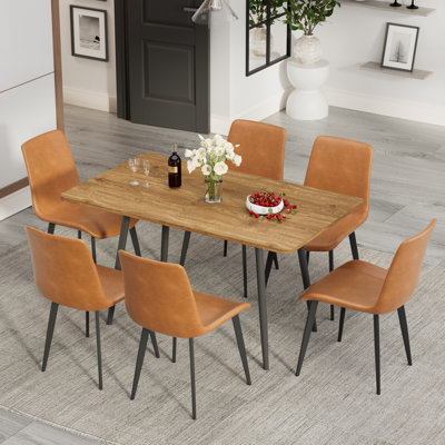 Table de salle à manger rectangulaire en bois 47 po et chaise rembourrée en similicuir