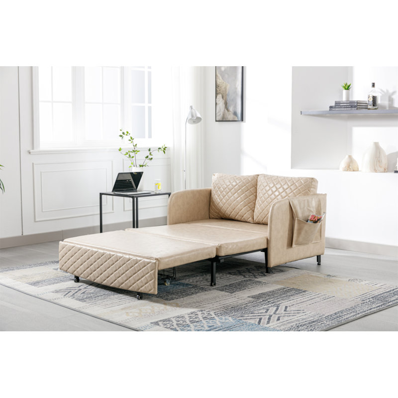 Jadrien Upholstered 47.64 " Sofa Bed, Carmel Faux Leather
