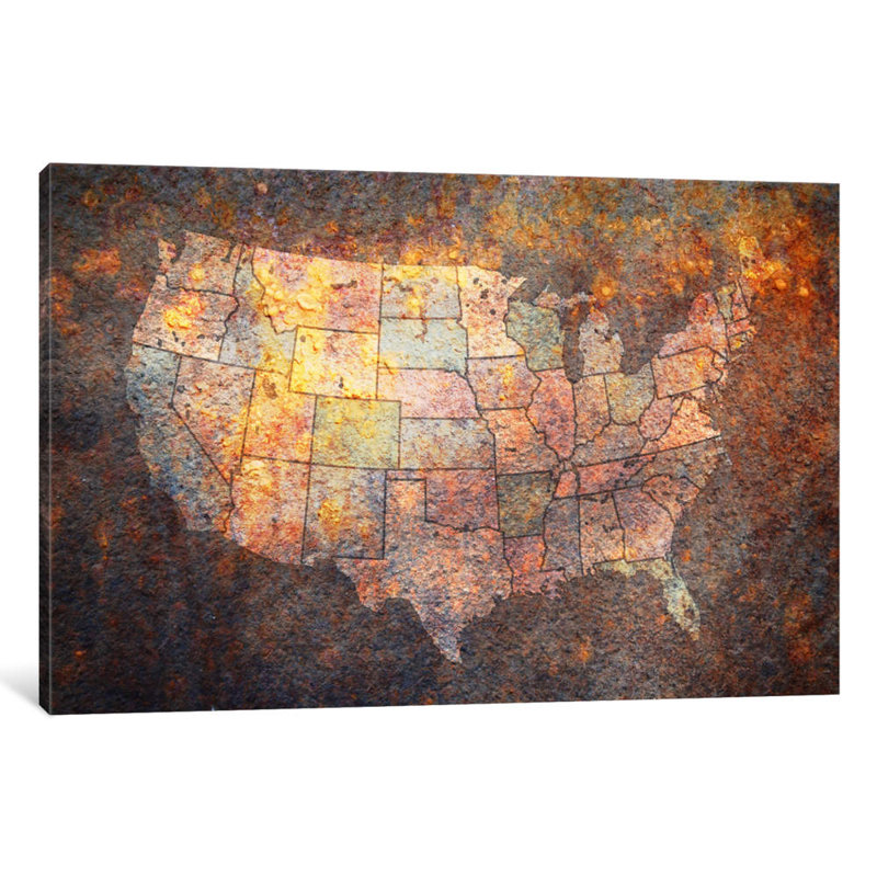 Usa Map by Michael Tompsett - Print on Canvas, 66.04 cm H x 45.72 cm W x 1.91 cm D, Wrapped Canvas