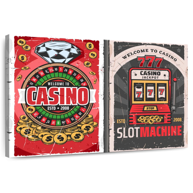 Affiches rétro de casino, H 8 po x l 12 po