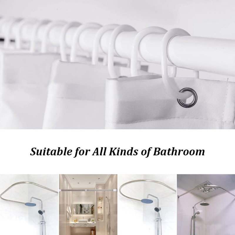 Brough Shower Curtain with Hooks Included, 70.87'' H x 70.87'' W, Dark Gray