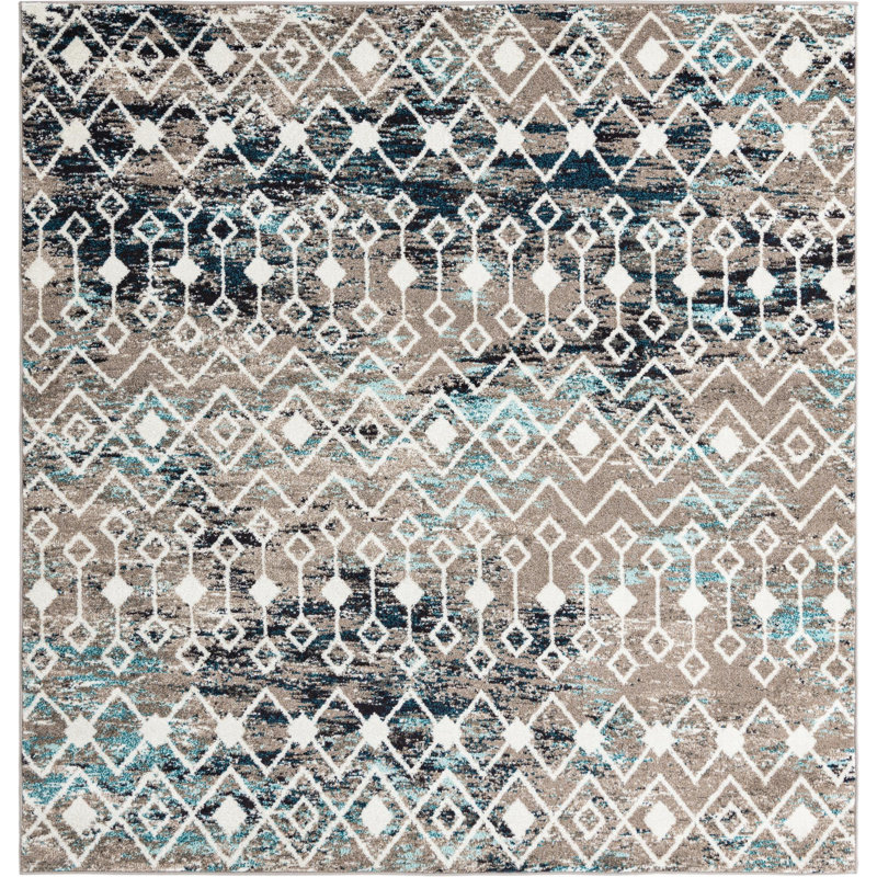 Geometric Indoor Rug, Square 7'10"