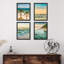 «Tropical Beach Palm Tree Sunset Ocean Oasis», ensemble de 4 impressions murales colorées, encadrées sur papier, 4 pièces-93012331-93012333