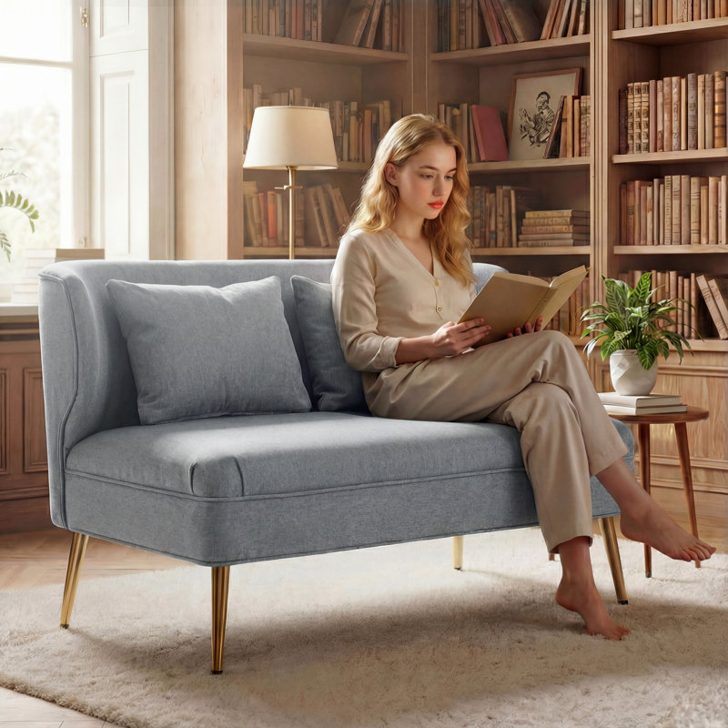 2 Seater Linen Loveseat, Grey