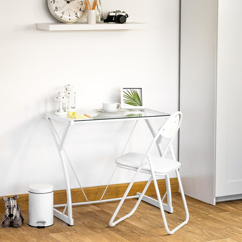 Glass Top Computer Desk, White