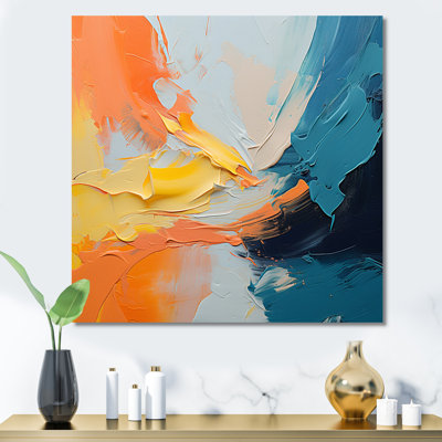 «Blue and Orange Paint Abstract Expression 5», art mural abstrait