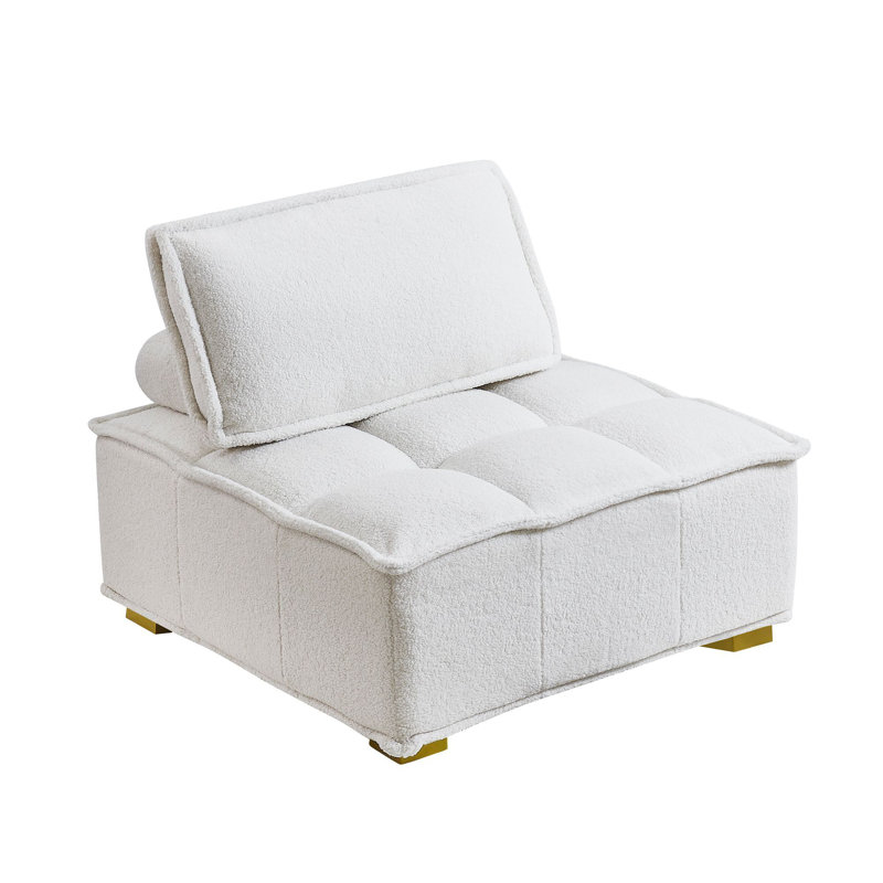 Canapé paresseux sans accoudoirs 31,4 po ParulParul, Tissu en peluche blanc