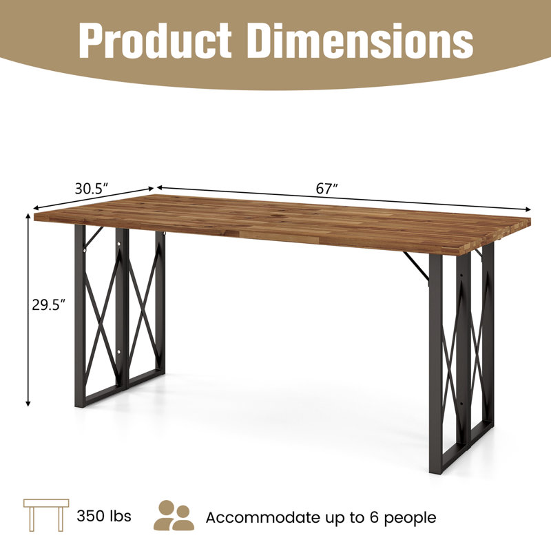 Rectangular Metal Outdoor Dining Table With Umbrella Hole , 67'' in. W 30.5'' in. D
