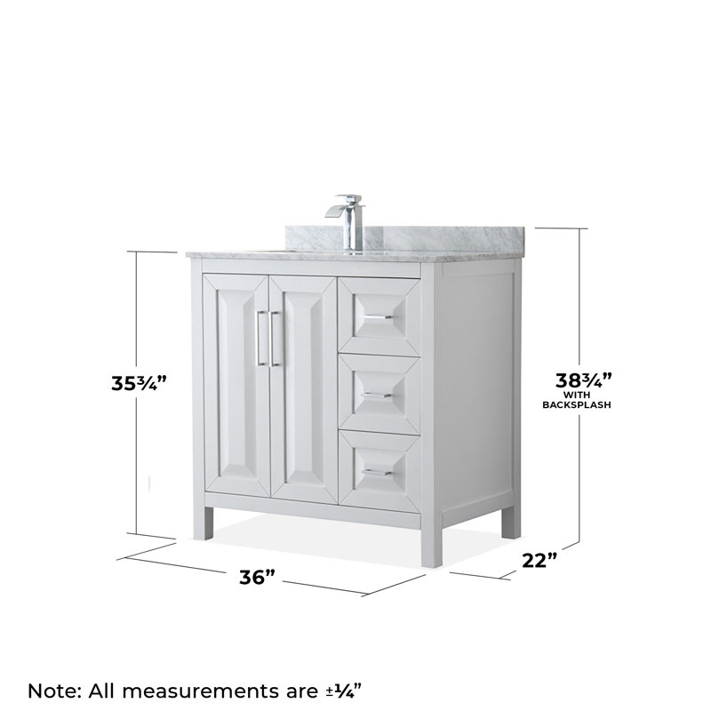 Ensemble de meuble-lavabo simple 36 po Daria, Blanc, Chrome poli